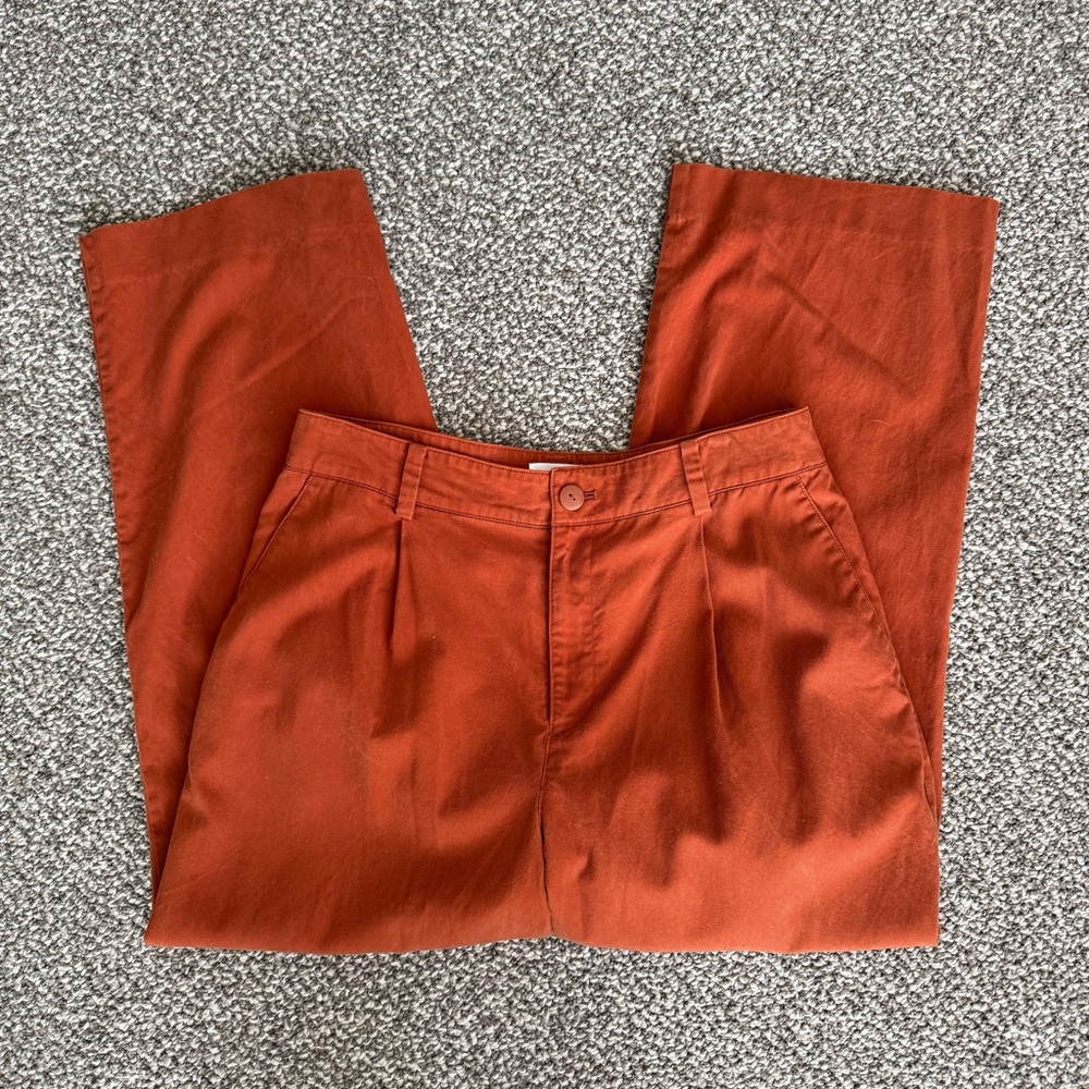 LOFT terracotta orange brown high rise wide leg trousers